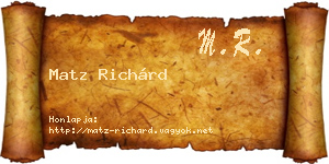 Matz Richárd névjegykártya